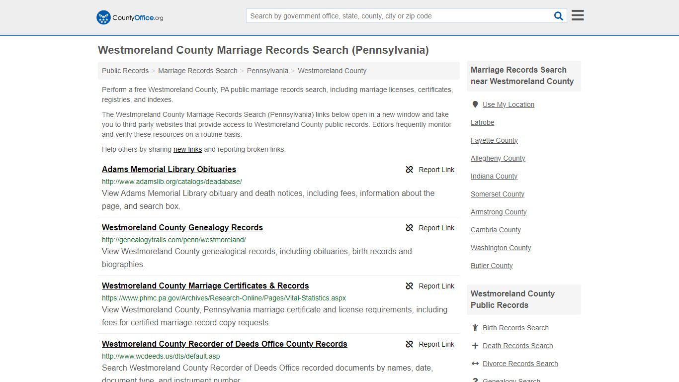 Marriage Records Search - Westmoreland County, PA (Marriage Licenses ...
