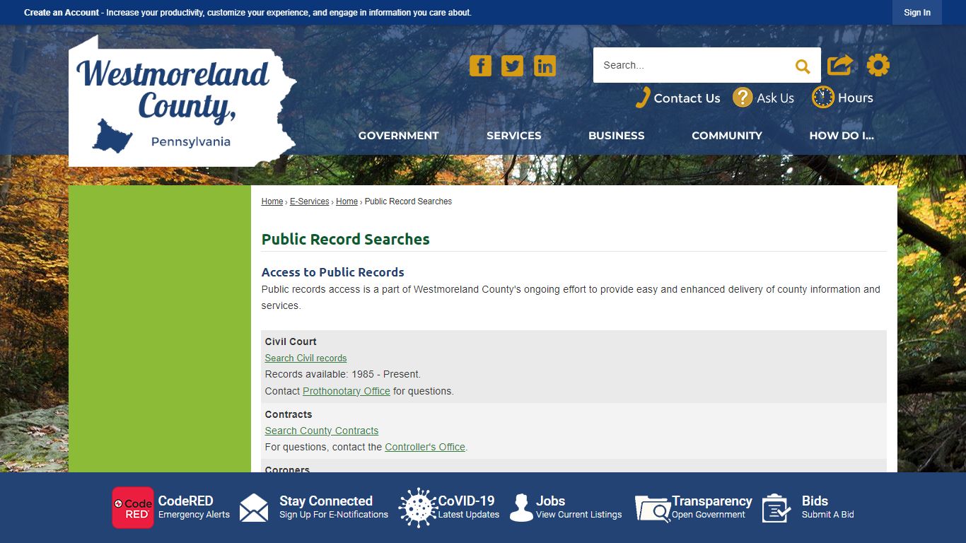 Public Record Searches | Westmoreland County, PA - Official Website