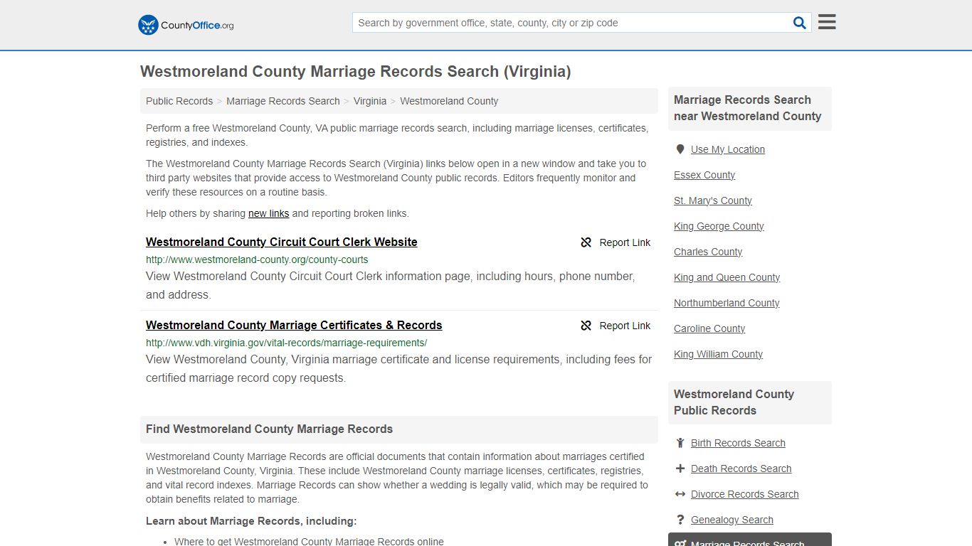 Marriage Records Search - Westmoreland County, VA (Marriage Licenses ...