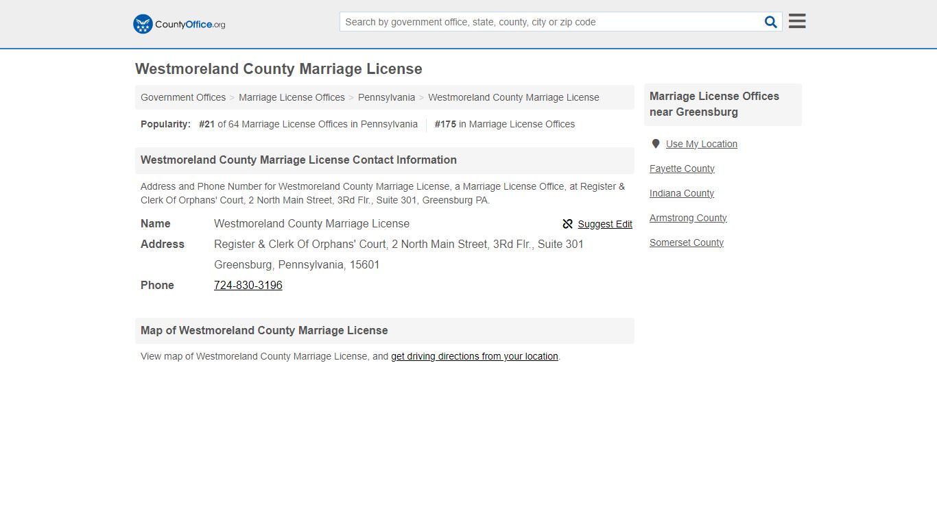 Westmoreland County Marriage License