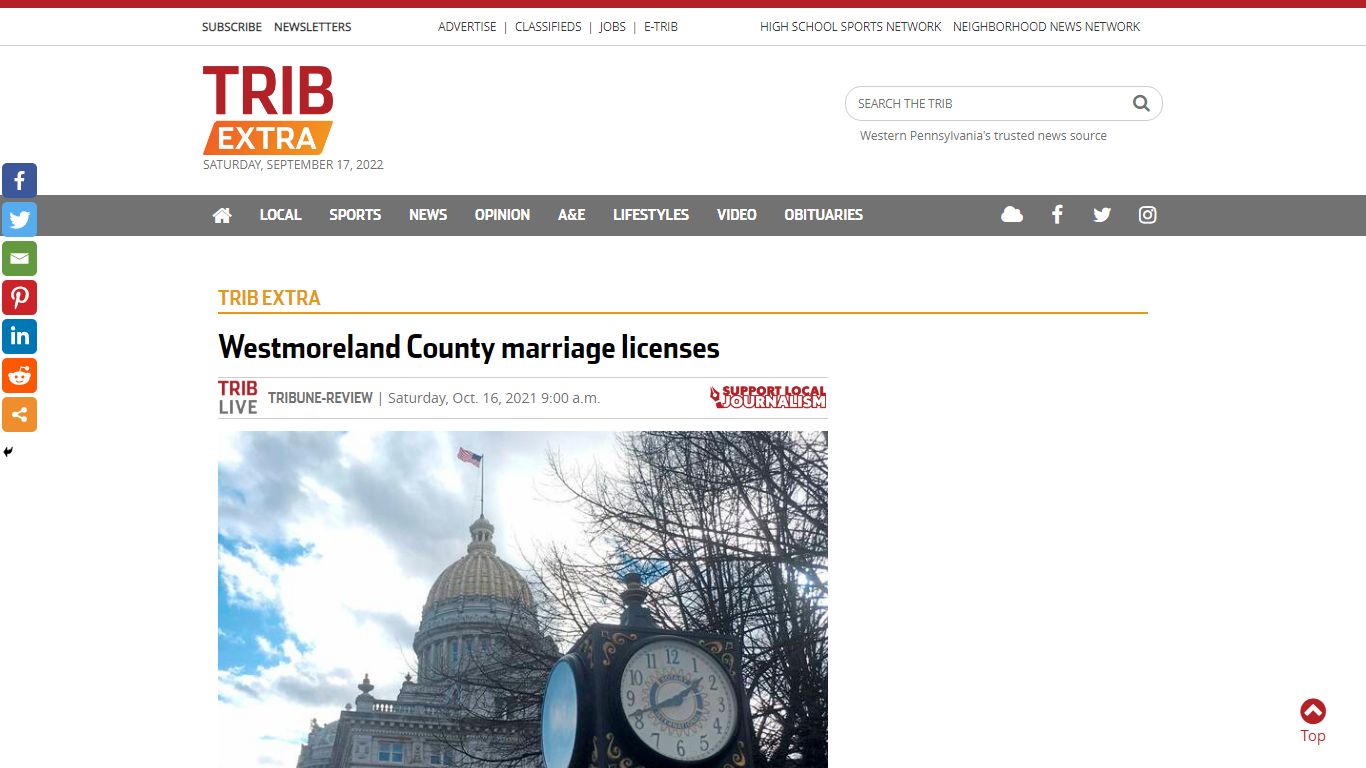 Westmoreland County marriage licenses | TribLIVE.com